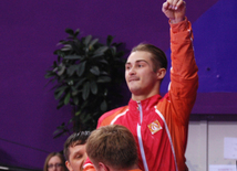 Azərbaycan gimnastı Oleq Stepko Avropa Oyunlarında paralel qollarda hərəkətlərdə qızıl medal qazandı. Bakı, Azərbaycan, 20 iyun 2015